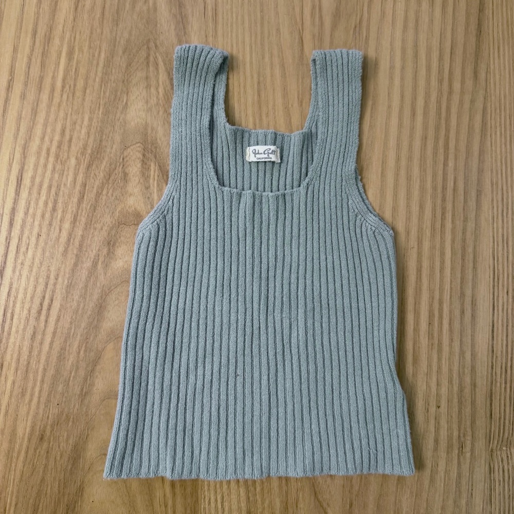 Brandy Melville Green Ribbed Knit Tank Top